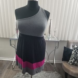 Two toned one shoulder above the knee dress